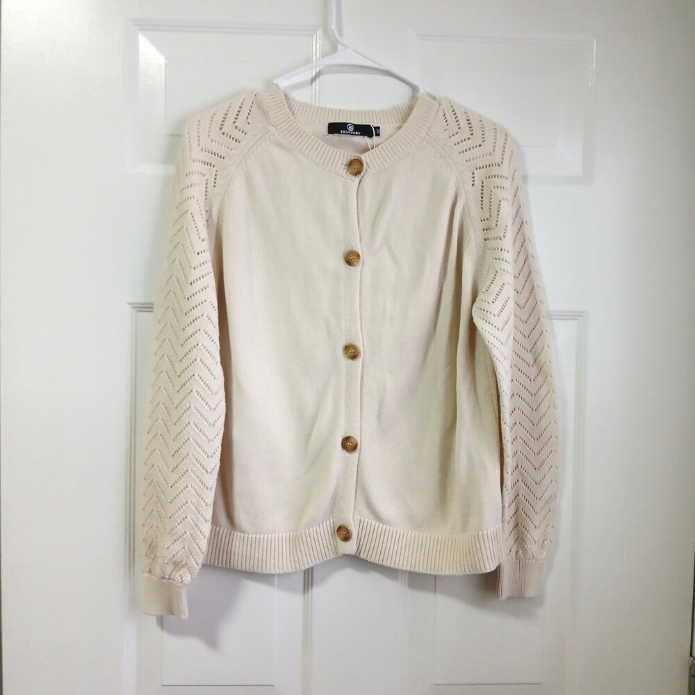 Lillusory Cream Color Cottagecore Cardigan Size Medium